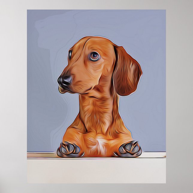 Dachshund Looking Away Doxie Dog Birthday Poster (Front)
