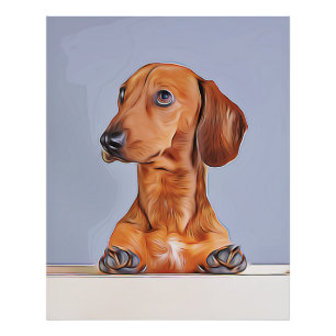 Dachshund Looking Away Doxie Dog Birthday Poster