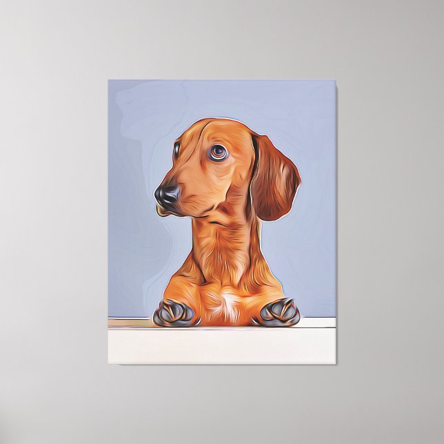 Dachshund Looking Away Doxie Dog Birthday Poster Canvas Print (Front)