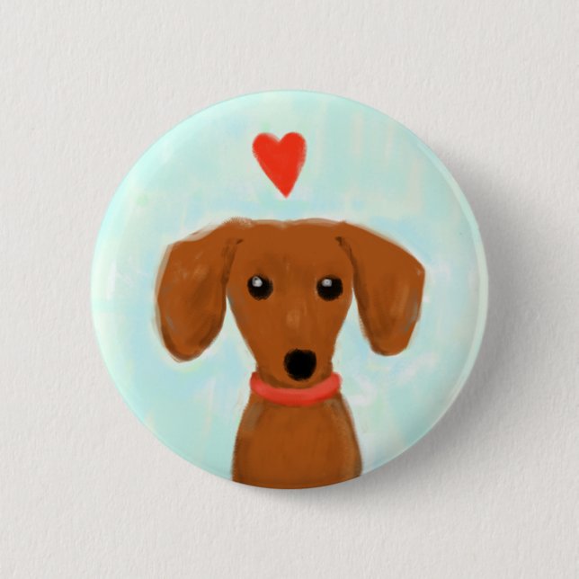 Dachshund Love 6 Cm Round Badge (Front)