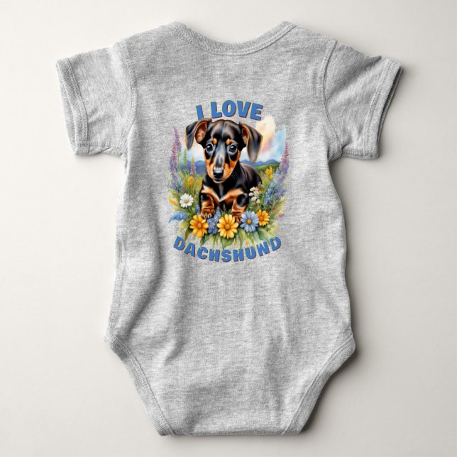 Dachshund Love Baby Bodysuit (Back)