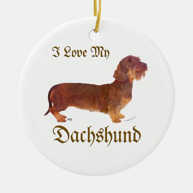 Dachshund Love Ceramic Tree Decoration (Front)