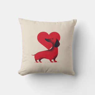 Dachshund Love – Cute Dog Heart Design Cushion