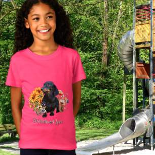 Dachshund Love Dog in Wildflowers Design T-Shirt