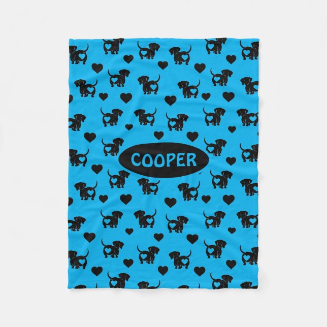 Dachshund Love Fleece Dog Blanket (Front)