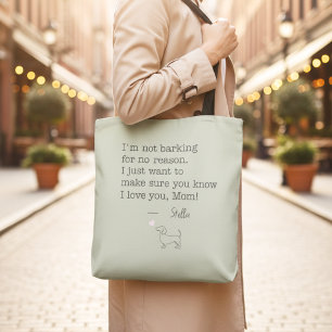 Dachshund Love Message Personalised Sage Green Tote Bag