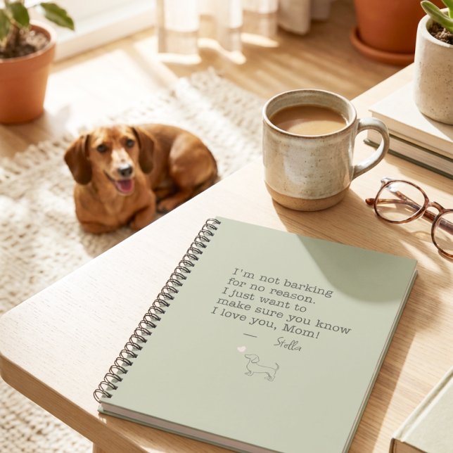 Dachshund Love Message Personalized Sage Green Notebook (Creator Uploaded)