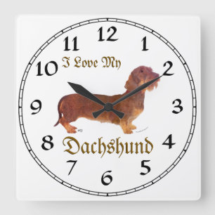 Dachshund Love Square Wall Clock