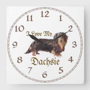 Dachshund Love Square Wall Clock
