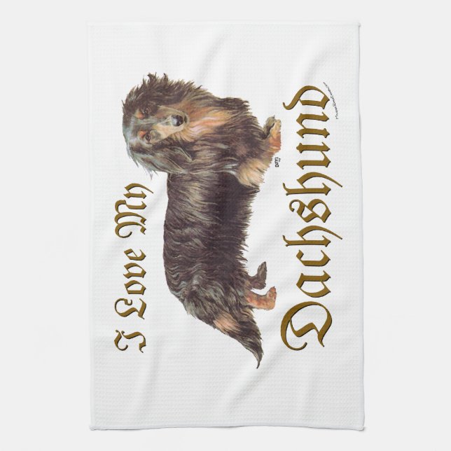 Dachshund Love Tea Towel (Vertical)