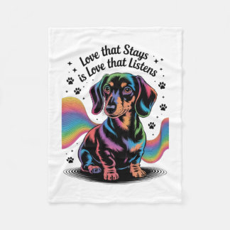 Dachshund Love That Stays Is Love That Listens Fleece Blanket