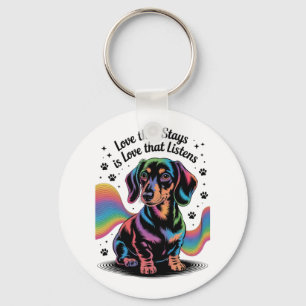 Dachshund Love That Stays Is Love That Listens Key Ring