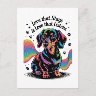 Dachshund Love That Stays Is Love That Listens Postcard