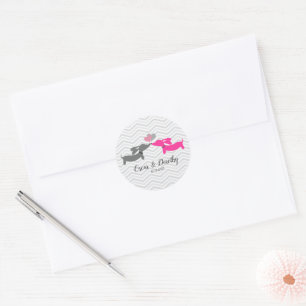 Dachshund Love Wedding Gift Bag Personalise Classic Round Sticker