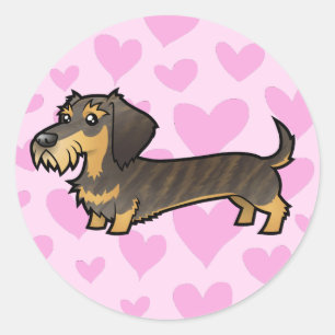 Dachshund Love (wirehair) Classic Round Sticker