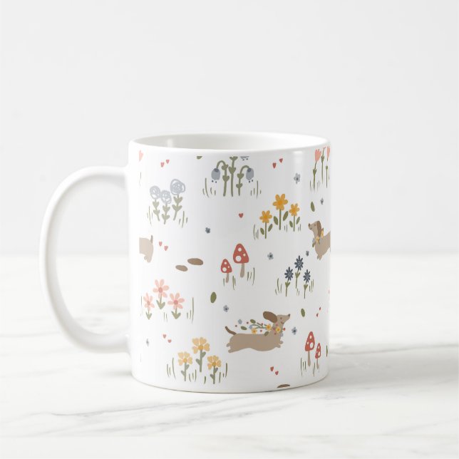 Dachshund Lover Dog Lovers Wildflower Coffee Mug (Left)