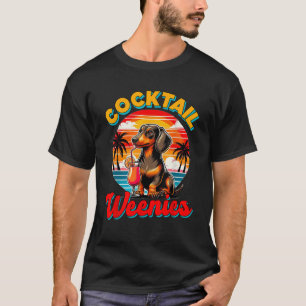 Dachshund Lover Dog Mum Wiener Drinking Cocktail W T-Shirt