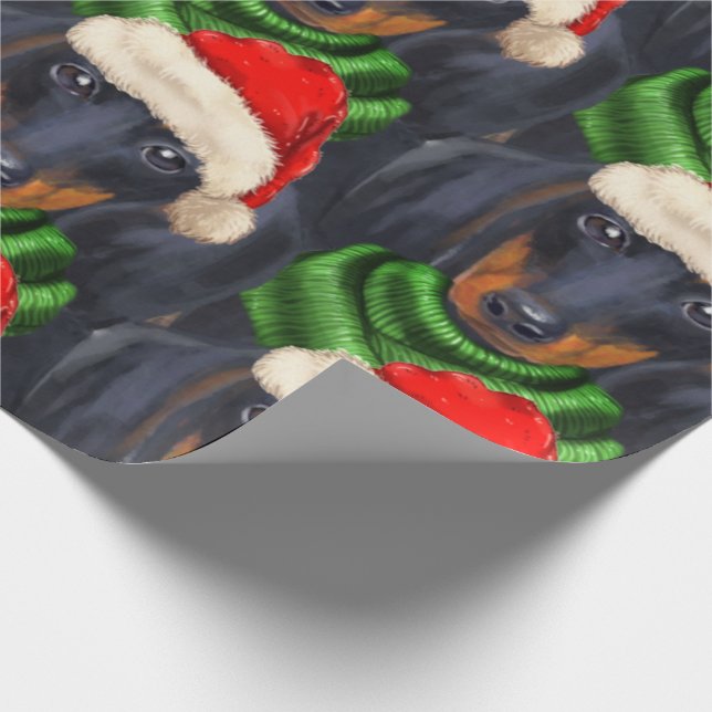 Dachshund Lover Patterned Christmas Holiday Wrapping Paper (Corner)