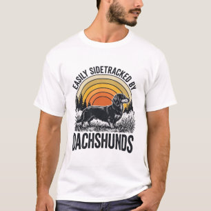 Dachshund Lover Shirt Easily Sidetracked Retro Art