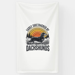 Dachshund Lover Shirt Easily Sidetracked Retro Art Banner