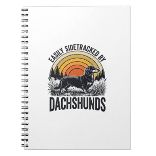 Dachshund Lover Shirt Easily Sidetracked Retro Art Notebook