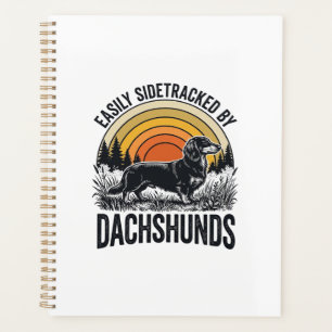 Dachshund Lover Shirt Easily Sidetracked Retro Art Planner