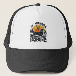 Dachshund Lover Shirt Easily Sidetracked Retro Art Trucker Hat