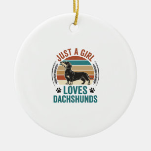 Dachshund Lover Shirt Vintage Sunset Dog Graphic_1 Ceramic Tree Decoration