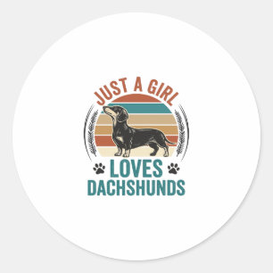 Dachshund Lover Shirt Vintage Sunset Dog Graphic_1 Classic Round Sticker