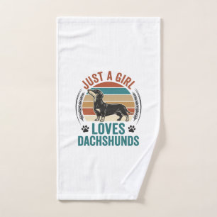 Dachshund Lover Shirt Vintage Sunset Dog Graphic_1 Hand Towel