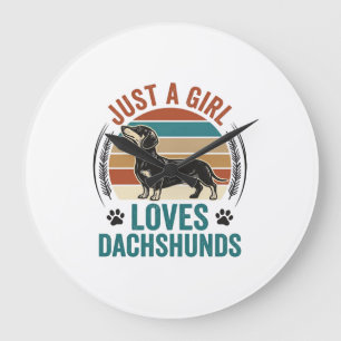 Dachshund Lover Shirt Vintage Sunset Dog Graphic_1 Large Clock