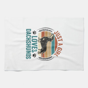 Dachshund Lover Shirt Vintage Sunset Dog Graphic_1 Tea Towel