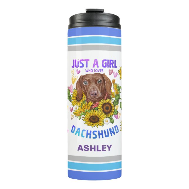 Dachshund Lover Sunflower Trainer Floral Thermal Tumbler (Front)