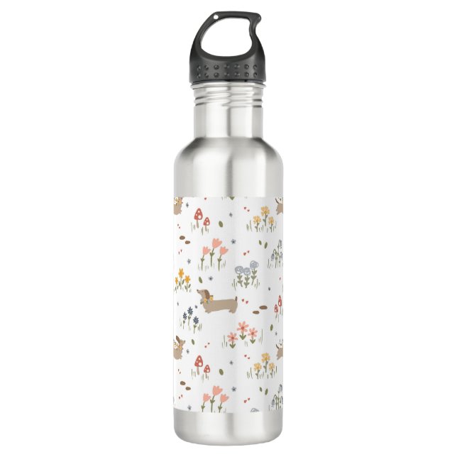 Dachshund Lover Weiner Dog Sausage Dog Wildflower 710 Ml Water Bottle (Front)