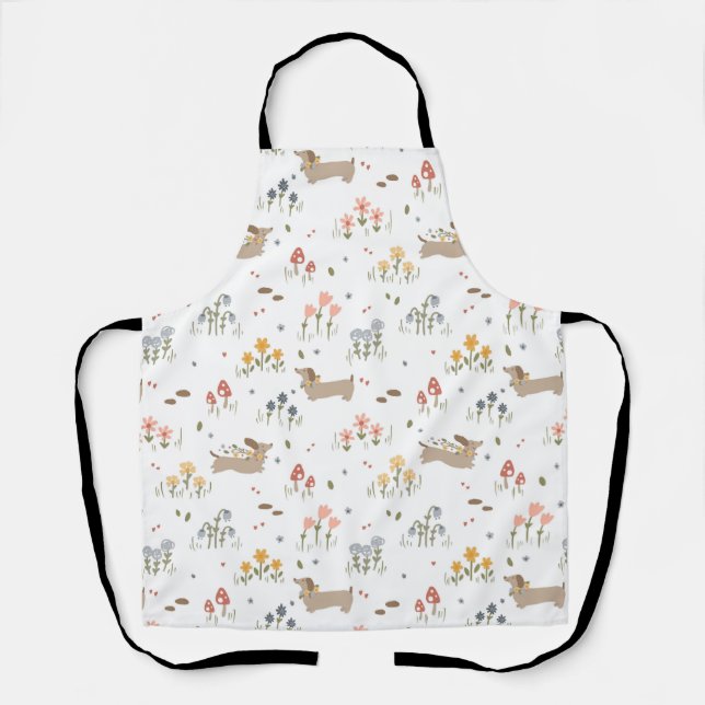Dachshund Lover Weiner Dog Sausage Dog Wildflower Apron (Front)