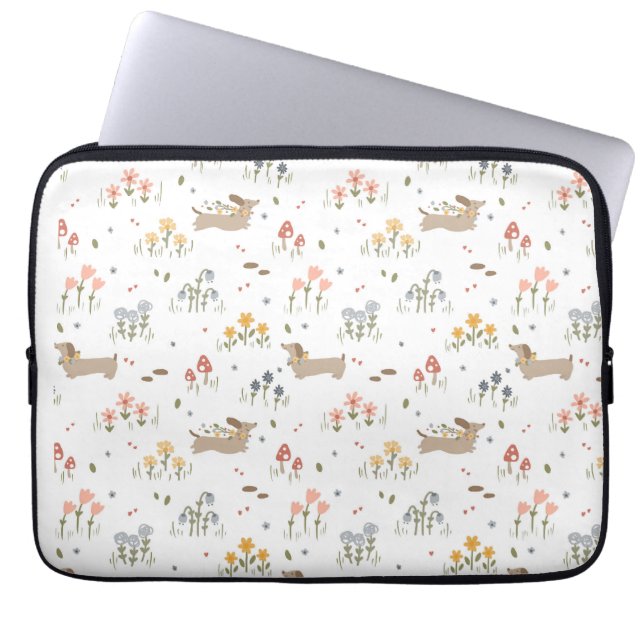Dachshund Lover Weiner Dog Sausage Dog Wildflower Laptop Sleeve (Front)