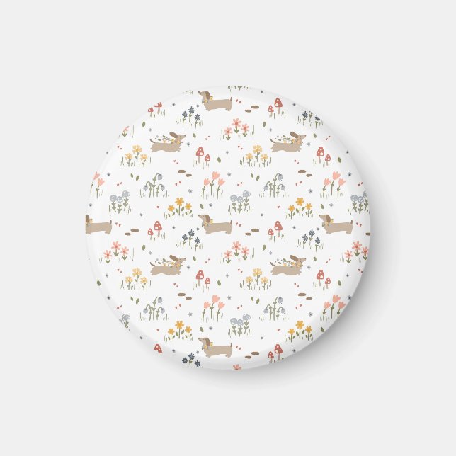 Dachshund Lover Weiner Dog Sausage Dog Wildflower Magnet (Front)