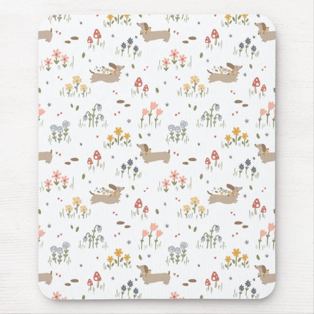 Dachshund Lover Weiner Dog Sausage Dog Wildflower Mouse Mat (Front)