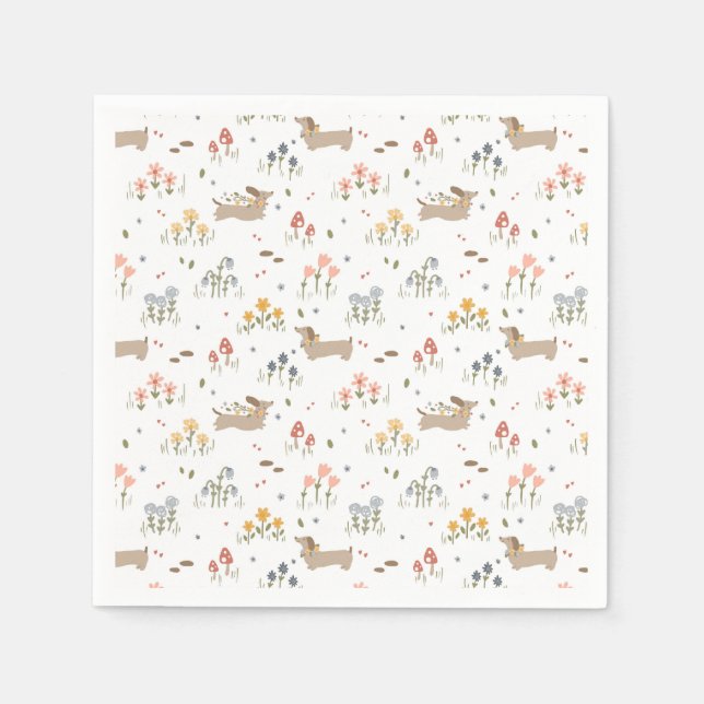 Dachshund Lover Weiner Dog Sausage Dog Wildflower Napkin (Front)