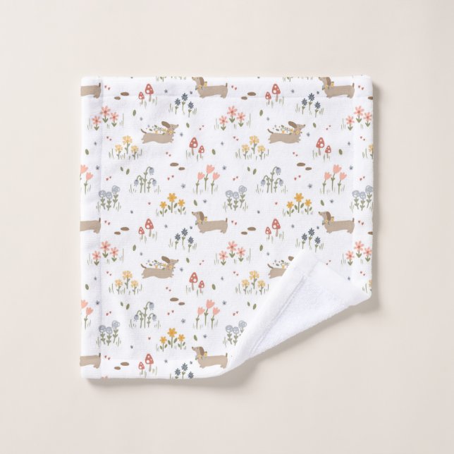Dachshund Lover Weiner Dog Sausage Dog Wildflower Wash Cloth (Wash Cloth)