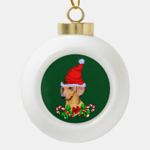 Dachshund Lovers Christmas Ceramic Ball Christmas Ornament
