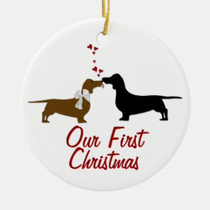 Dachshund Lovers First Christmas Custom Ceramic Tree Decoration