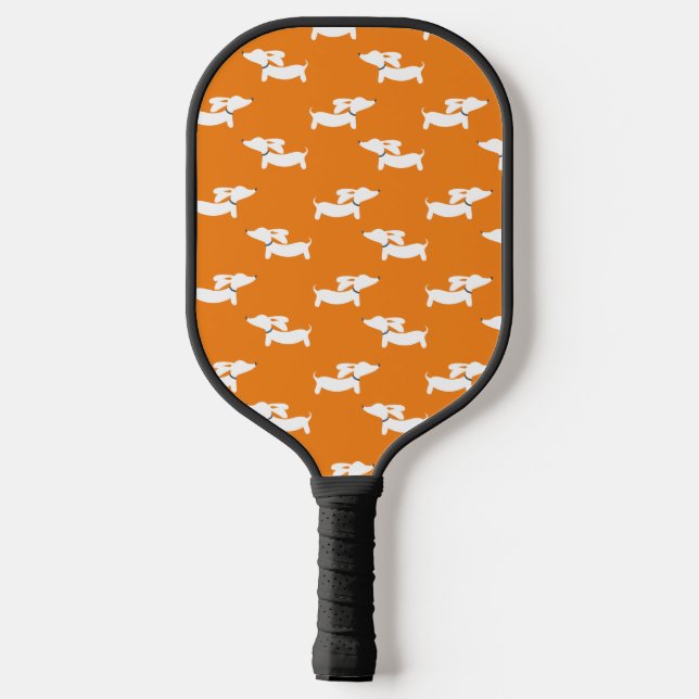Dachshund Loving Pickleball Orange Pickleball Paddle (Back)