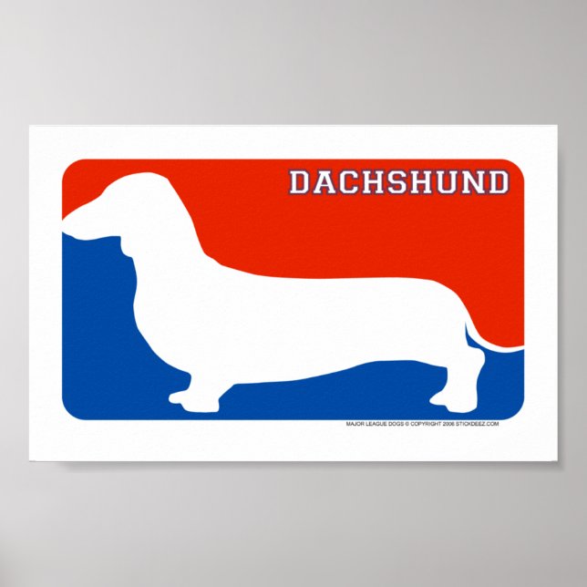 Dachshund Major League Dog Print (Front)