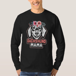 Dachshund Mama Dog Mum Flower Weiner Dog Cute T-Shirt