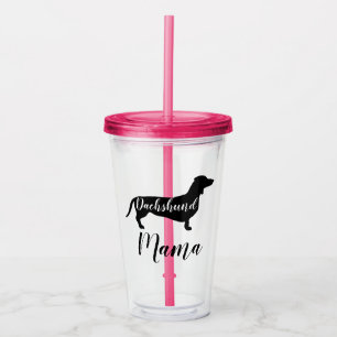 Dachshund Mama Script & Dog Silhouette Acrylic Tumbler
