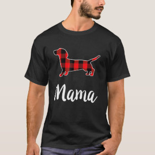 Dachshund Mama Womens Red Buffalo Plaid Dachshund  T-Shirt