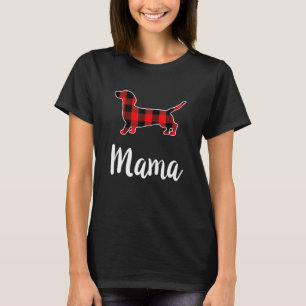 Dachshund Mama Womens Red Buffalo Plaid Dachshund T-Shirt