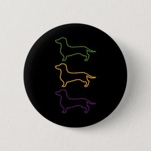 Dachshund Mardi Gras Beads 6 Cm Round Badge