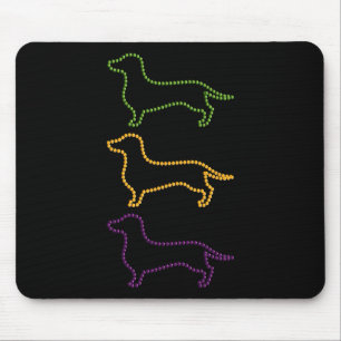 Dachshund Mardi Gras Beads Mouse Mat